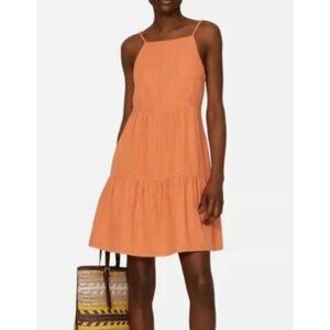 Louna Tiered Mini Dress Women Size XL Sleeveless Tie Back Summer Spring Casual